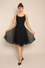 60s Ribbon Trim Chiffon Dress