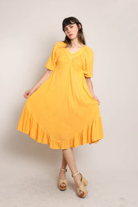 70s Yellow Gauze Dress