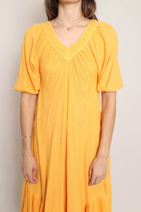 70s Yellow Gauze Dress