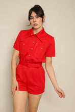 80s Red Romper With Belt