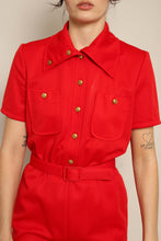 80s Red Romper With Belt
