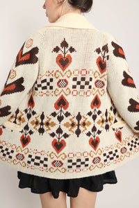 70s Heart Knit Cardigan