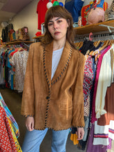 90s Suede Blazer With Contrast Whip Stitching