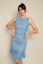60s Blue Crochet Dress