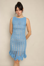 60s Blue Crochet Dress