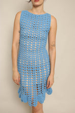 60s Blue Crochet Dress