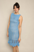 60s Blue Crochet Dress