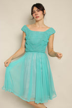 50s Smocked Chiffon Dress