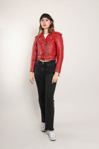 90s Red Motorcycle Jacket
