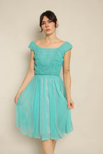 50s Smocked Chiffon Dress