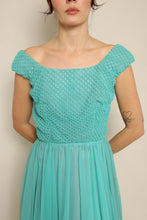 50s Smocked Chiffon Dress