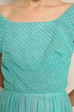 50s Smocked Chiffon Dress
