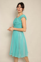 50s Smocked Chiffon Dress
