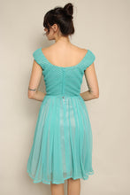 50s Smocked Chiffon Dress