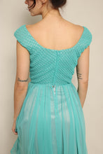 50s Smocked Chiffon Dress