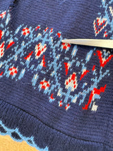 70s Love Birds Knit Poncho