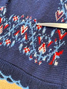 70s Love Birds Knit Poncho