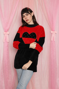 ❤️ 90s Heart Print Velvet Top