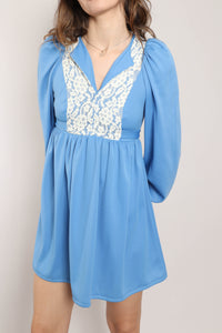 70s Blue Babydoll Dress