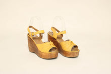 70s Yellow Platform Wedge Sandals