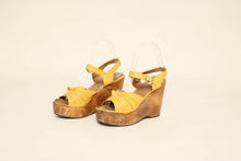 70s Yellow Platform Wedge Sandals