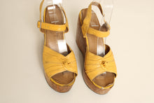 70s Yellow Platform Wedge Sandals