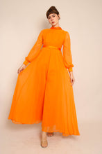 70s Orange Chiffon Palazzo Pants Jumpsuit