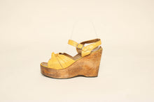 70s Yellow Platform Wedge Sandals