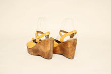 70s Yellow Platform Wedge Sandals
