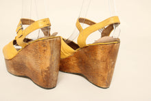 70s Yellow Platform Wedge Sandals