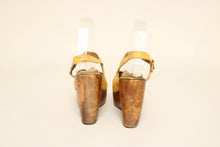 70s Yellow Platform Wedge Sandals