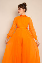 70s Orange Chiffon Palazzo Pants Jumpsuit