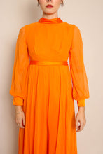 70s Orange Chiffon Palazzo Pants Jumpsuit