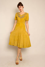50s Suede Beaded Dress