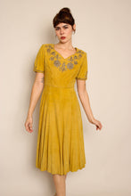 50s Suede Beaded Dress