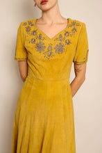 50s Suede Beaded Dress