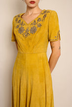50s Suede Beaded Dress
