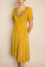 50s Suede Beaded Dress