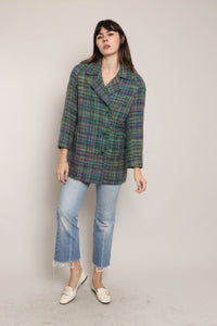 80s Colorful Plaid Mohair Jacket