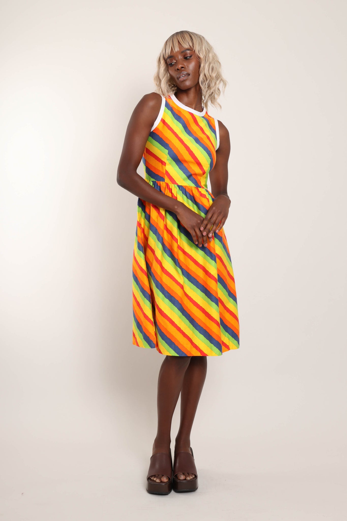 70s Rainbow Striped Dress – Luxie Vintage