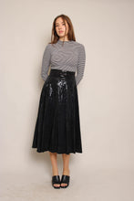 80s Black Sequined Midi Skirt