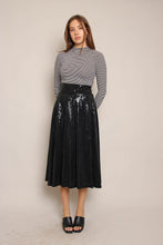 80s Black Sequined Midi Skirt