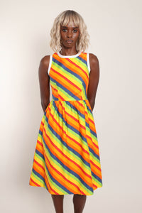 70s Rainbow Striped Dress