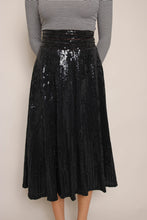 80s Black Sequined Midi Skirt