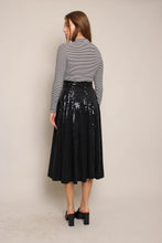 80s Black Sequined Midi Skirt