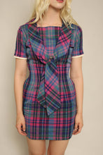 60s Plaid Ascot Dress