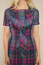 60s Plaid Ascot Dress