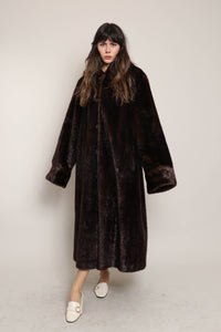 70s Hooded Faux Fur Coat