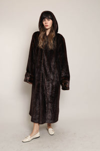 70s Hooded Faux Fur Coat