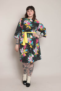 80s Black Floral Dress